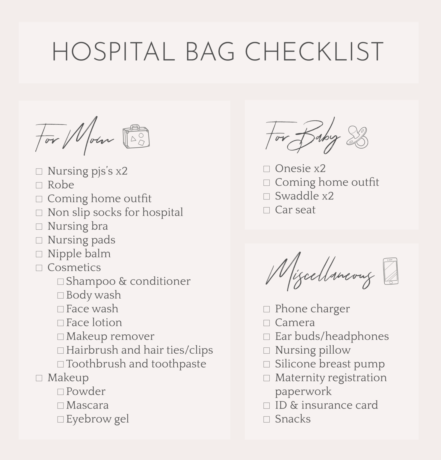 Hospital Bag Checklist - thecoefiles
